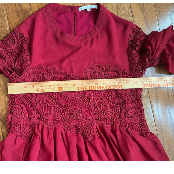 Women's Endless Rose Lace Cutout Mini Dress in Cranberry, Long Sleeves, Small - Picture 14 of 16